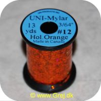 5704041101614 - UNI Mylar Flat Tinsel Holo Orange - 13  yards - # 12 - Ekstra stærk tinsel