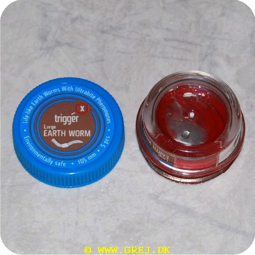 022677107738 - TriggerX - Large Solid red - Earth  Worm
En madding. der gør fisk "tossede". da denfrigiver en duft. som er identisk med det hormonstof. som fisk selv udskiller