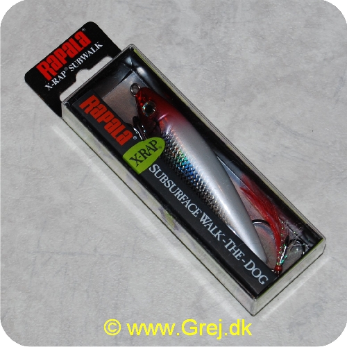 022677166841 - Rapala X-Rap Subwalk - Red Ghost - Farve: Grå/sølv med rød hoved - 9 cm - 19 gram - Til laks. ørred. gedde. sandart - Arbejdsdybde 0-0.7 meter.