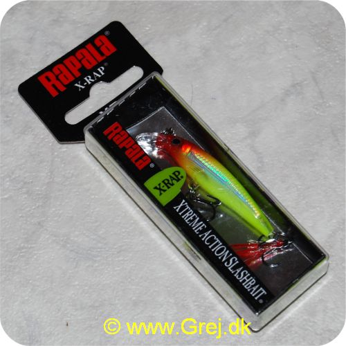 022677184364 - Rapala X Rap Action Slashbait - 4cm - 2 gram - Clown - Rød/grøngul - Arbejdsdybde: 0.6-0.9m
