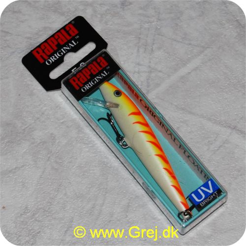 022677218366 - Rapala Original 9 cm - 5 gram  - Orange Tiger UV - Orange/hvid - flydende - Arbejdsdybde: 0.9-1.5 meter - F09 OTU