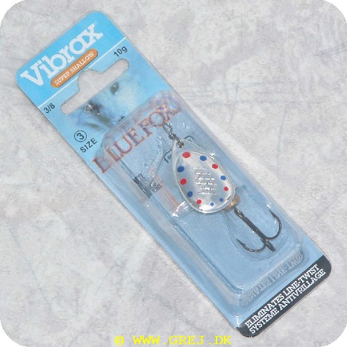 027752092978 - Vibrax - Super Shallow - Sølv med gyldne streger og røde/blå prikker - Str. 3