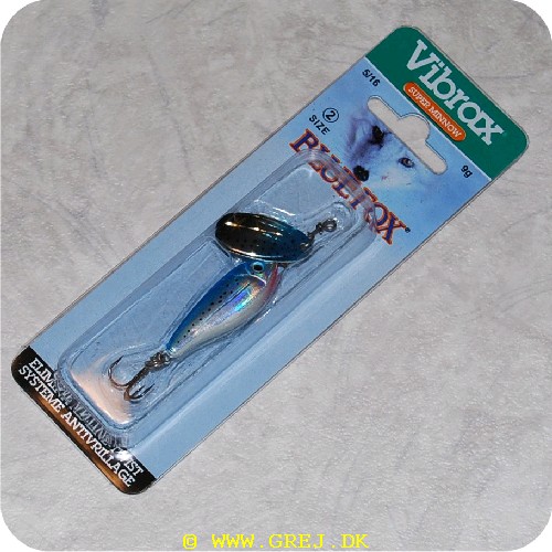 027752106996 - Minnow Super Vibrax - Blå og sølvfarvet blad og fisk - Sorte prikker. "Verdens mest langkastende"