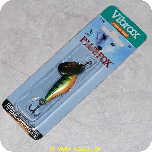 027752107047 - Minnow Super Vibrax - Grøn/sort spinneblad med fisk efter (Sort/grøn/gul/orange)"Verdens mest langkastende"