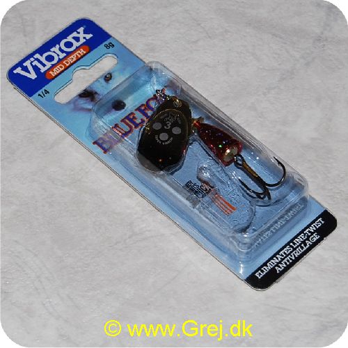 027752115837 - Blue Fox Flake str. 3 - 8g - Guld/sort med 3 sølvpletter - Rød klokke med sølvnister