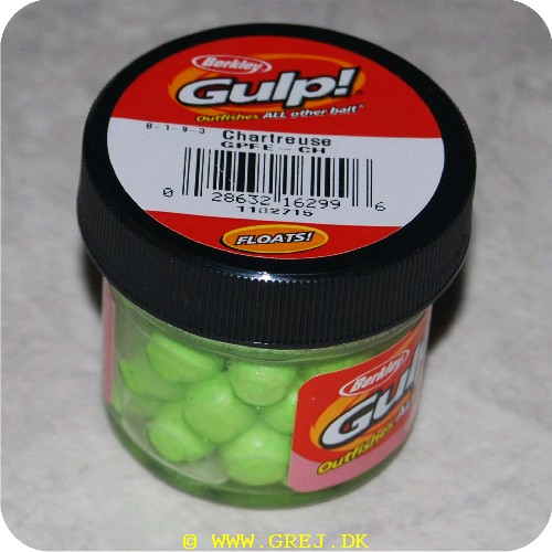 028632162996 - Berkley Salmon Eggs Gulp - lysegrønne Baitkugler - Flydende - 40stk 