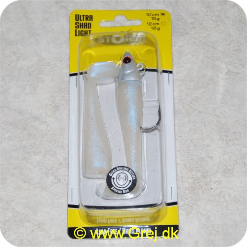 3560410068870 - Storm Ultra Shad Light - 10cm - 15gram - Pearl - Til spinning. casting og vertical jigging.
Storm Ultra Shad Light fås i seks forskellige farver.
Lokker med rullende action.
Pakket med 1 hoved - 2 kroppe.
