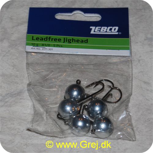 4029569317677 - Zebco blyfri Jighoveder - 10 gram - Krogstørrelse 1/0 - 5 stk