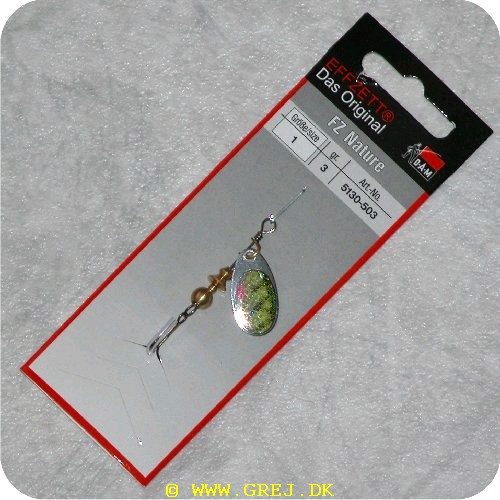 4044641015616 - Dam FZ Nature spinner<LI>Str 1 (3 gram) Messing krop og  reflekterende abore ligenden blad