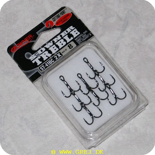 4953873008030 - Owner trekroge Cutting Point - Model: ST-41BC - 2X - Str. 8 - 8 stk. - Extrem skarpe<BR>
Spidserne på disse kroge er lidt indadvendt og når der er bid sidder fisken fast da disse kroge er blandt verdens skarpeste, spidserne skærer gennem marv og ben og de er bestemt ikke til at tage fejl af.