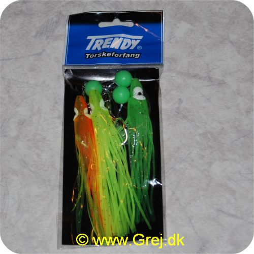 5707614565073 - Trendy torskeforfang - 3 sprutter - gul/grøn/orange med perler