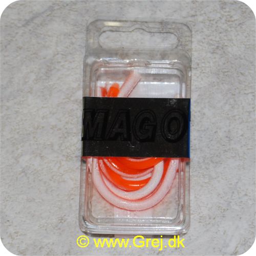758TR0008S06 - Milo Trout Worm 8cm - Orange/hvid - Af blød silicone - God på Slow Death kroge - 5 stk i pakken
