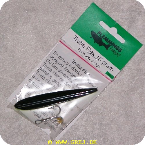8901 - Trutta Flex - 15 gram - Gul/Sort<BR>En nyhed indenfor individuel designet fiskegrej.<BR>Du kan simpelthen Bøje Trutta Flex så den får den perfekte gang i vandet.<BR>Trutta Flex bliver dermed totalt uimodståelig for de kendte sportsfisk som f.eks. laks. havørred og hornfisk.<BR>Suveræn til Put & Take.