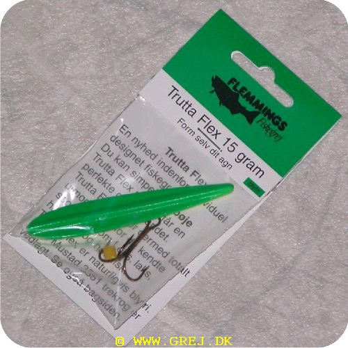 8902 - Trutta Flex - 15 gram - Gul/Grøn<BR>En nyhed indenfor individuel designet fiskegrej.<BR>Du kan simpelthen Bøje Trutta Flex så den får den perfekte gang i vandet.<BR>Trutta Flex bliver dermed totalt uimodståelig for de kendte sportsfisk som f.eks. laks. havørred og hornfisk.<BR>Suveræn til Put & Take.