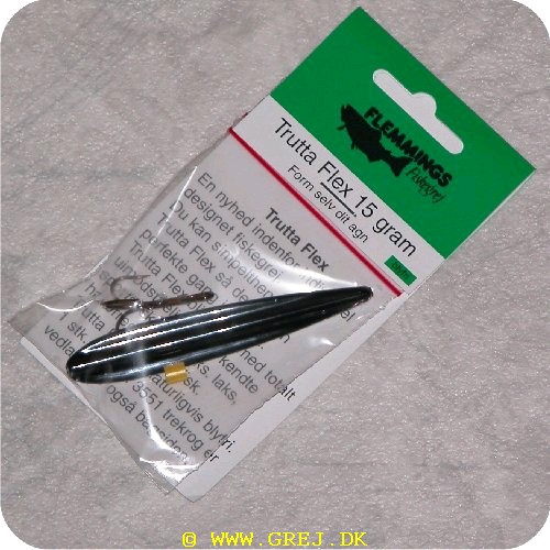 8903 - Trutta Flex - 15 gram - Hvid/Sort<BR>En nyhed indenfor individuel designet fiskegrej.<BR>Du kan simpelthen Bøje Trutta Flex så den får den perfekte gang i vandet.<BR>Trutta Flex bliver dermed totalt uimodståelig for de kendte sportsfisk som f.eks. laks. havørred og hornfisk.<BR>Suveræn til Put & Take.