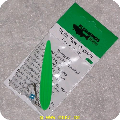 8906 - Trutta Flex - 15 gram - Hvid/Grøn<BR>En nyhed indenfor individuel designet fiskegrej.<BR>Du kan simpelthen Bøje Trutta Flex så den får den perfekte gang i vandet.<BR>Trutta Flex bliver dermed totalt uimodståelig for de kendte sportsfisk som f.eks. laks. havørred og hornfisk.<BR>Suveræn til Put & Take.
