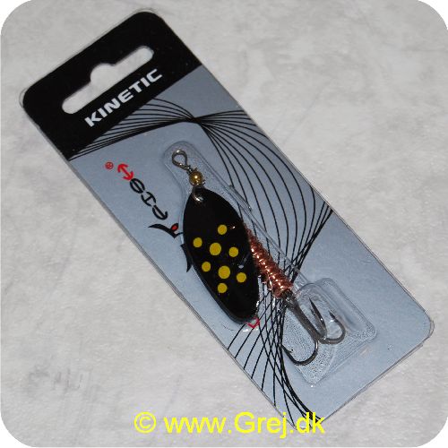 DF9SGK - Devil fish worm spinner - 9 gram - Sort blad m/gule pletter og kobber krop