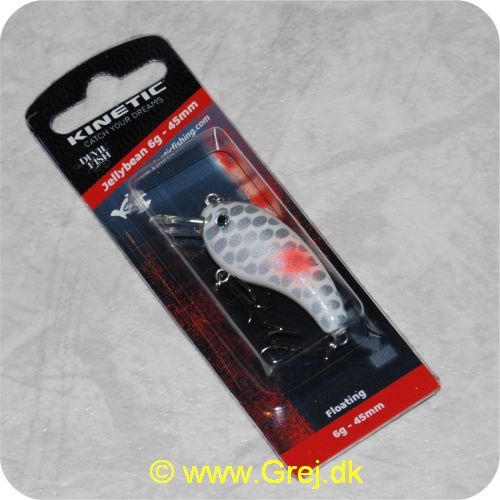 JELLY6HH - Kinetic Jellybean Wobler 6 gram - 45mm - Hvid med sølvpletter og rød plet - flydende